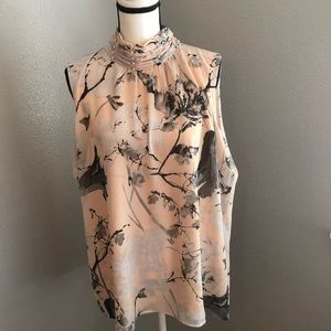Karl Lagerfeld Pink and Gray Floral Top